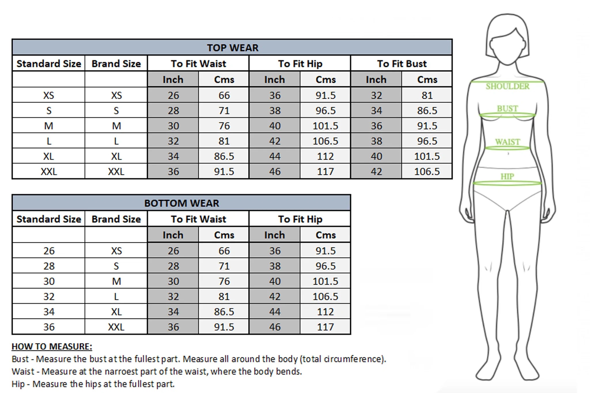 Sassafras size chart - CattleBear